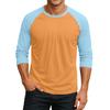 Men's Round Neck Contrast Color Raglan Three-quarter Sleeve Top T-shirt