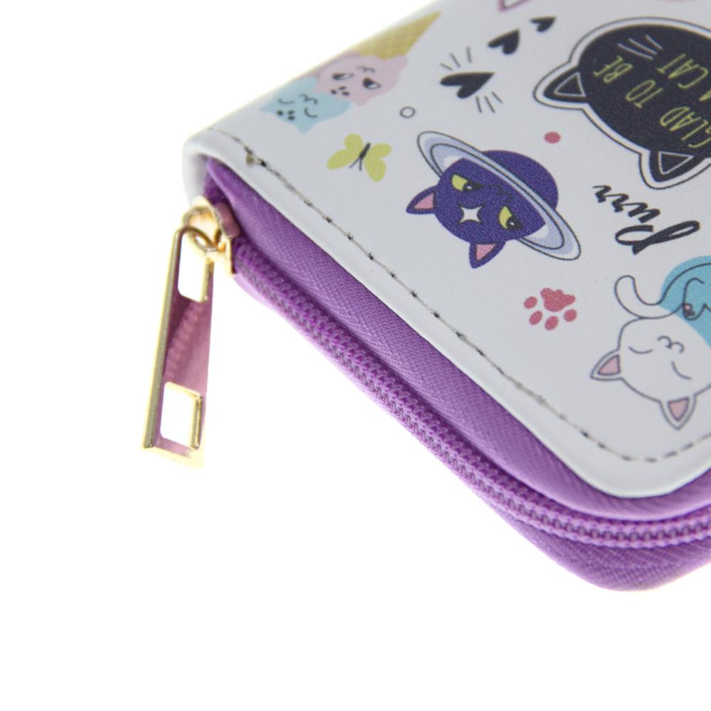New Cute Cartoon Cat PU Long Wallet, Women's Clutch Bag