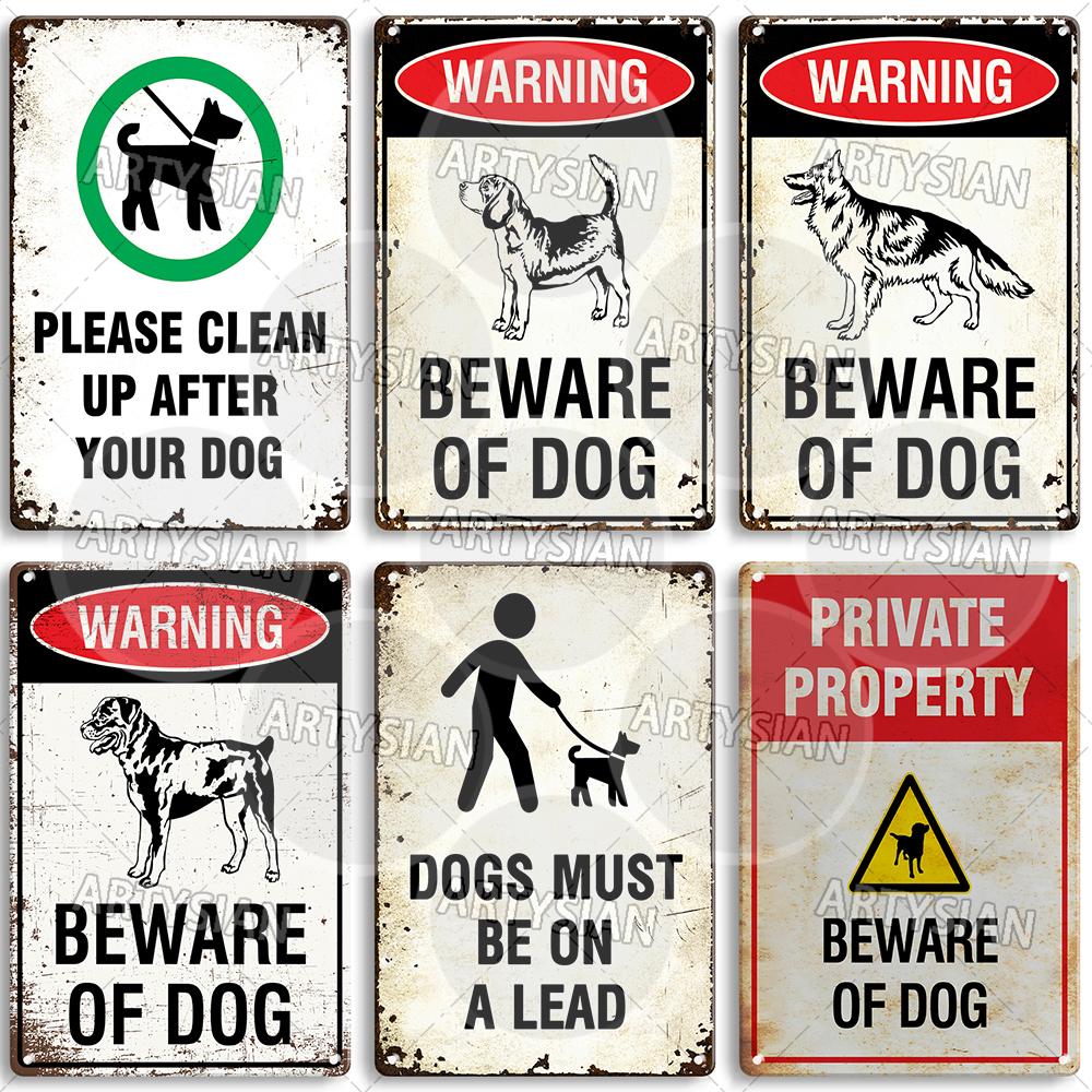 Beware Of Dogs Metal Sign Doberman Rottweiler Beagle Border Collie Dalmatian Bulldog GSD No Dogs Allowed Guide Dogs Welcome