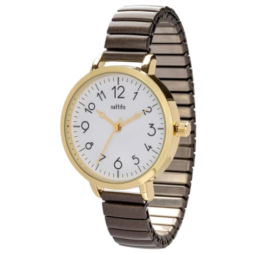 Fieldwork Women's Analog Watch with Bellows Strap, Stainless Steel, Dark Brown, Maruru, YM118-4
