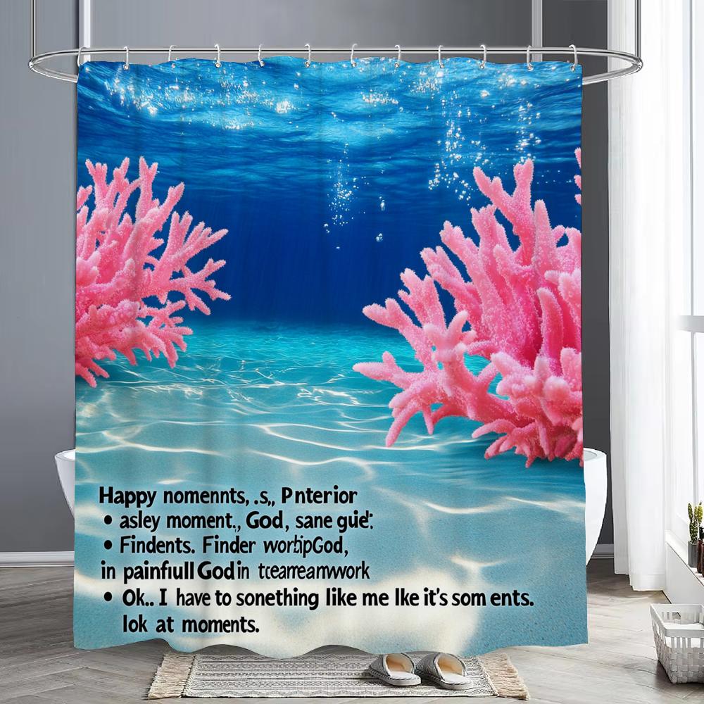 

Sea Ocean Shower Curtain With Inspirational Thoughts And Prayers, Bathroom Decorative Shower Curtain, Home Curtain With Hooks W60H190(CM)-1 Pcs