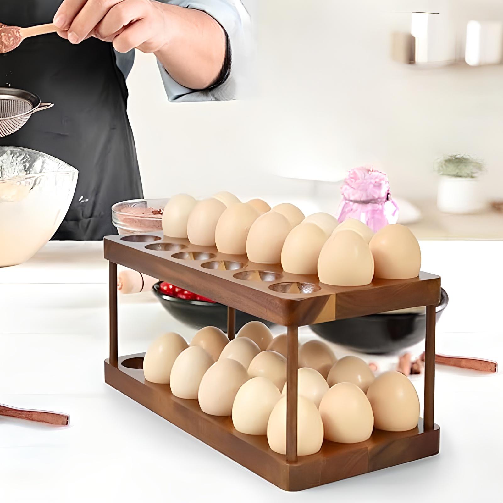 Деревянная двухъярусная полка для яиц — фото 3