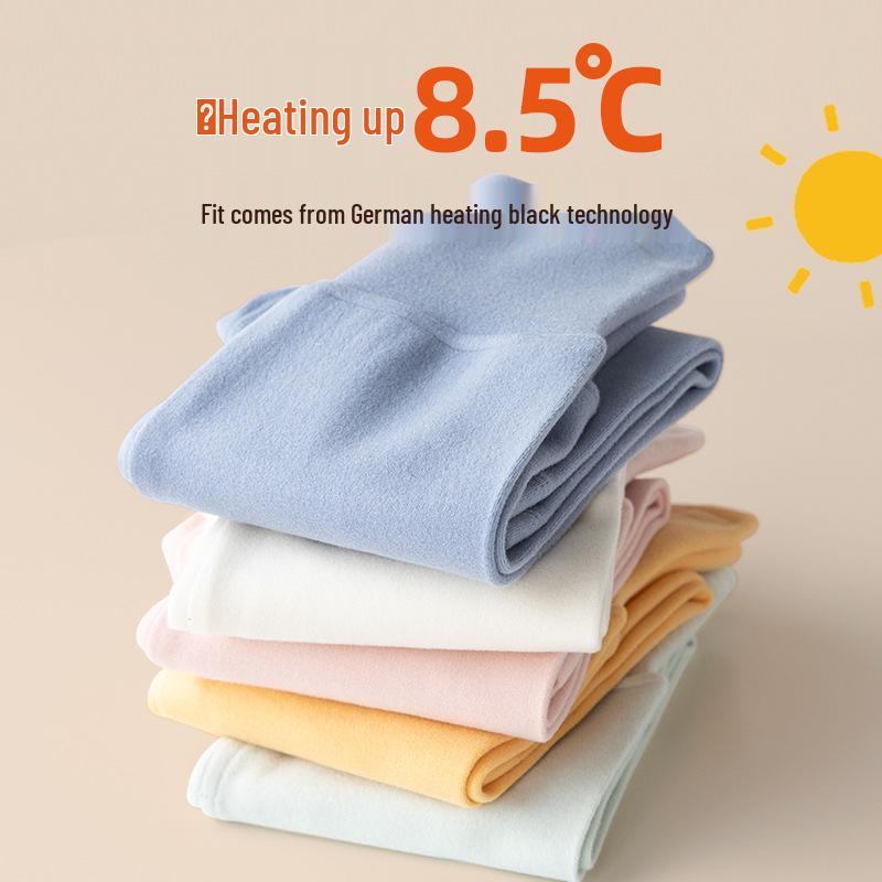Infant Girls' High-Waisted Thermal Pants - Belly Protection for Autumn & Winter