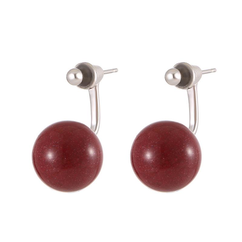 Banyan Tree S925 Silver Purple Gold Sand Cinnabar Earrings for Women - High-end Autumn/Winter 2024 Collection