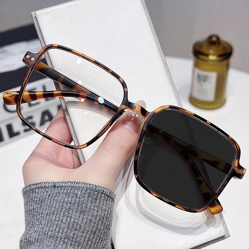 Anti Blue Light Glasses Women Men Vintage Eyeglass Woman Frame Square Glasses Oversized Big Size Lenses Blocking Eyeglasses