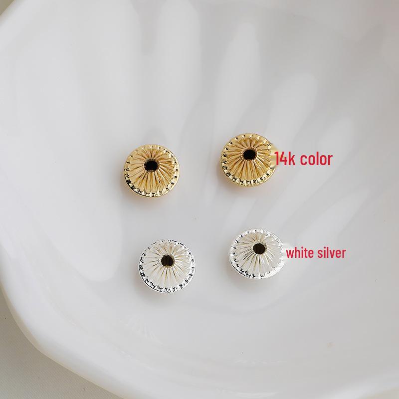 Позолоченные 14K, сохраняющие цвет, разделительные бусины в виде летающей тарелки с вертикальной полосой и узором  дыня  для DIY-украшений 14K Gold 6mm Stripe UFO Beads 10pcs