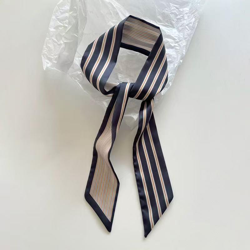 Women's Striped Silk Scarf: Versatile Spring/Summer Neck Accessory & Hair Tie