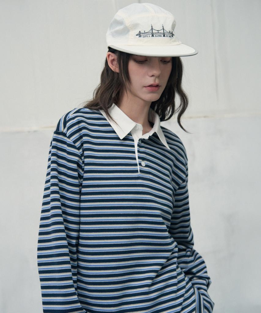 Ledeoli Multi-Stripe Oversized Rugby Shirt [Pink]
