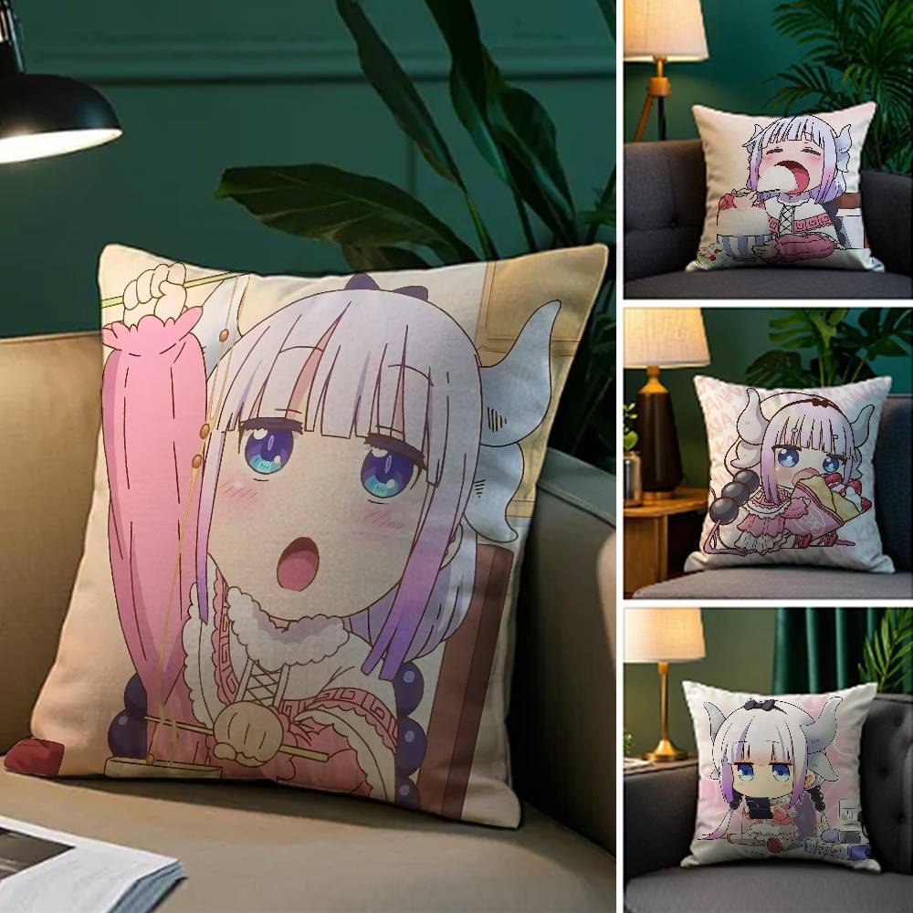 Anime Miss Kobayashis Dragon Maid-A Pillow Case Comfort Sofa Bed Silky Elegant Invisible Zipper Decorative Cushion Cover