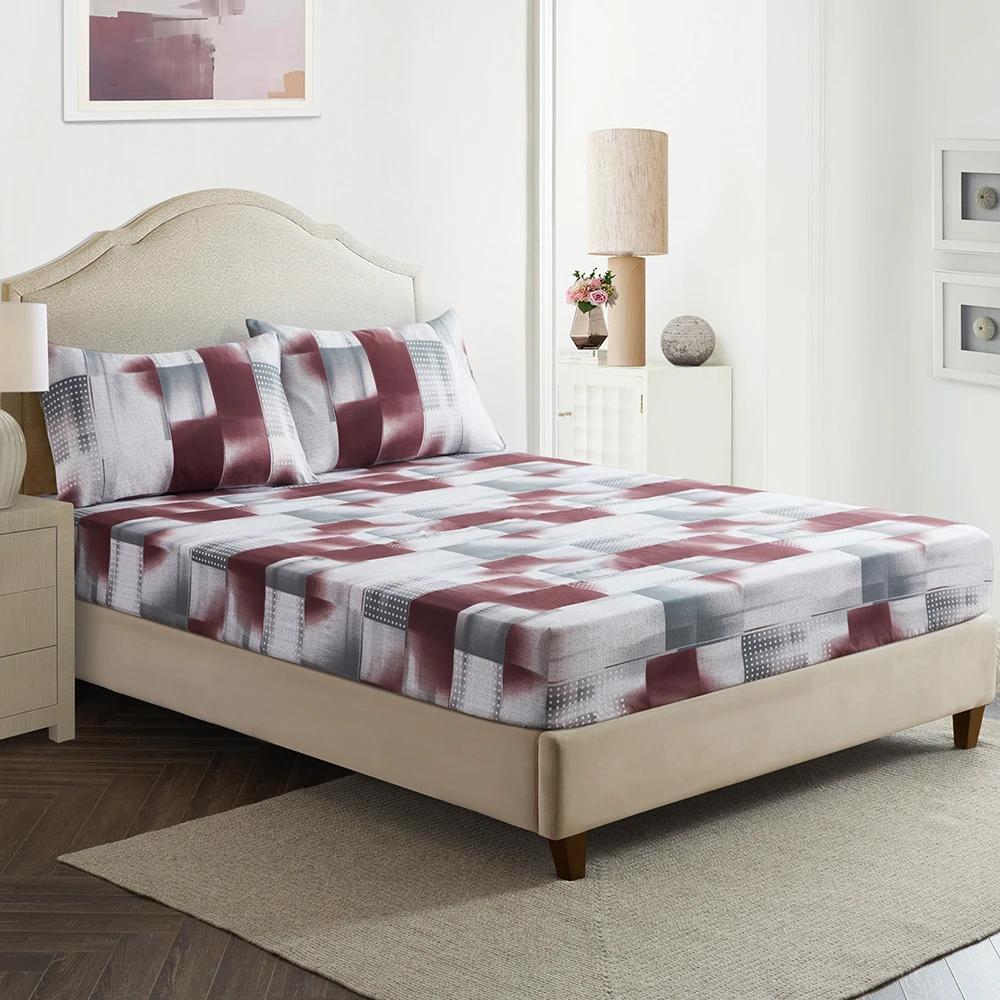 Colorful Plaid Fitted Sheet Twin Queen 3Pcs Geometric Grid Bed Sheet Set Microfiber Lattice Checkerd Bed Sheets - Deep Pocket