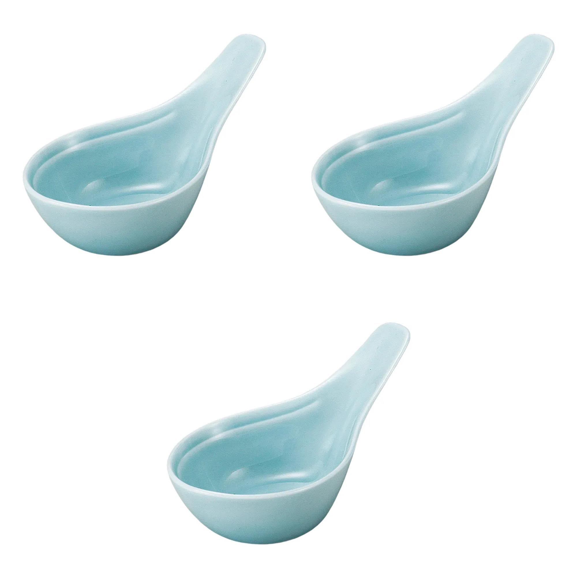 

Set of 3 Celadon Xiaolongbao Rice Delicacies x 6 x 5 Delicacies Setomonohonpo Spoons, [12 cm]