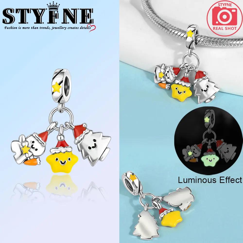 Kupferfarbener Weihnachts-Kürbis Leuchtender Charm Anhänger Perlen Passen Original Armband Für Frauen Valentinstag Schmuck Geschenke