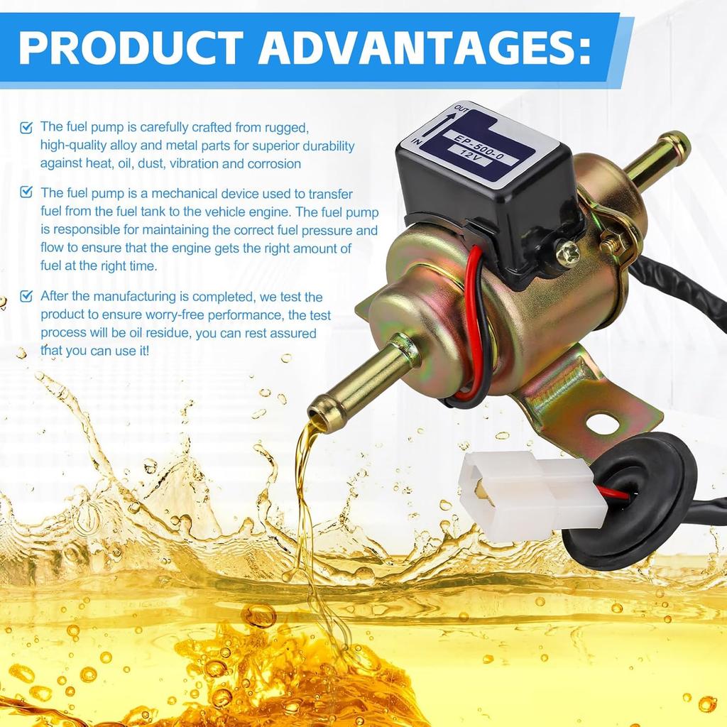 EP-500-0 Fuel Pump Electrical Replacement for 12585-52030 15231-52030 15231-52033 68371-51210 Yanmar Cub Cadet Kubota B6000 G3200 G4200 G5200 G6200