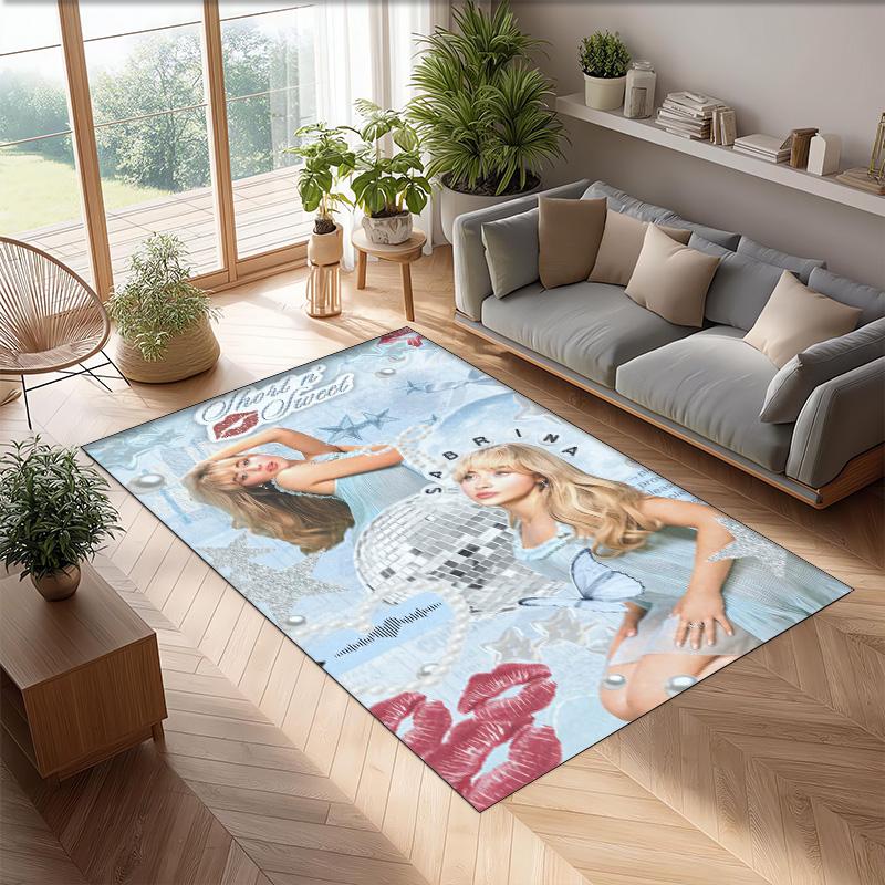 Soft Crystal Velvet Floor Rug,Sabrina Carpenter Anti Slip Decorative Carpet, Plush Area Mat For Indoor Home Decoration