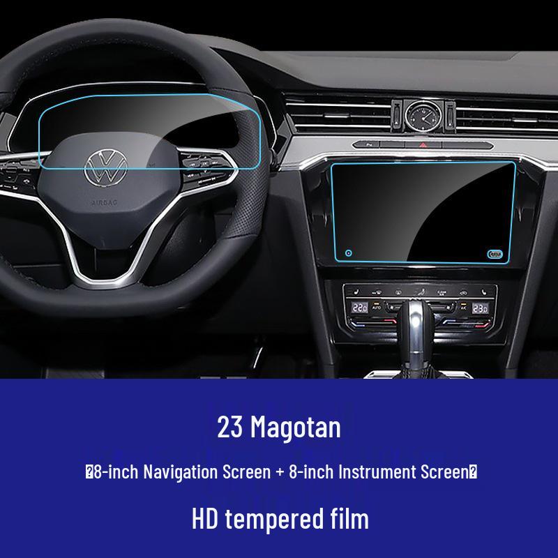Tempered Glass Screen Protector for Volkswagen B9/B8 Magotan Central Control & Instrument LCD Display.