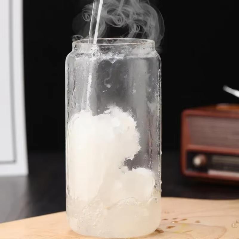 Glass Straw Cup with Dustproof Wooden Lid Heat-resisting Transparent Glass Bottle Breakfast Cola Milk Cup Holiday Gift