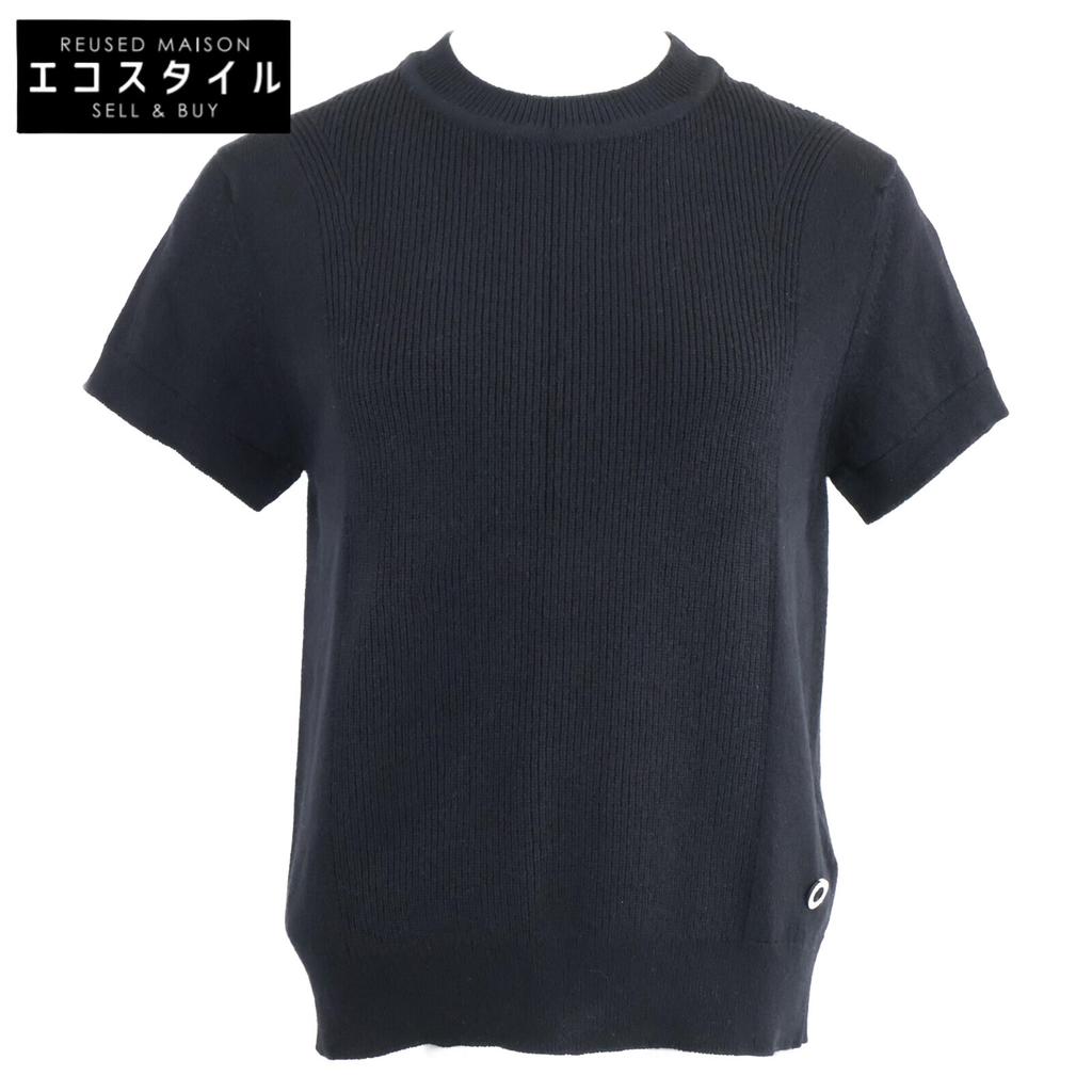 Hermes [New/Domestic Regular] 4H2600D1 Cashmere 100% Short Sleeve Knit Sweater/ Tops 38 blackUsed