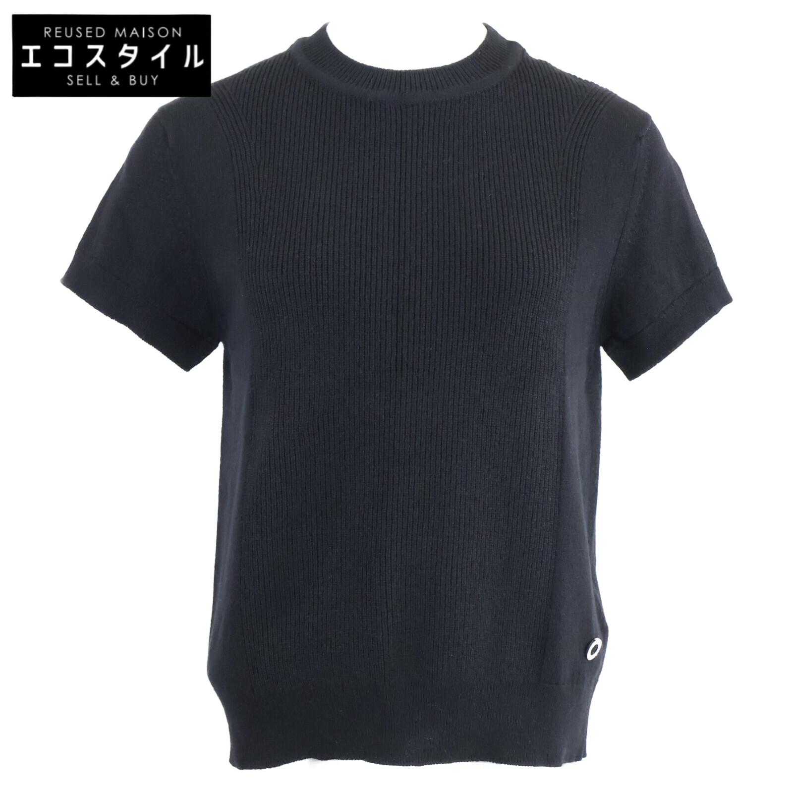 

HERMES [New/Domestic regular] 4H2600D1 Cashmere 100% Short sleeve knit sweater/ tops 38 blackUsed