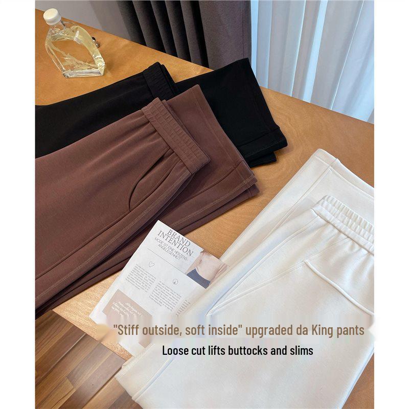 Women s Winter Slimming Straight-Leg Wide-Leg Casual Pants with Velvet Medium