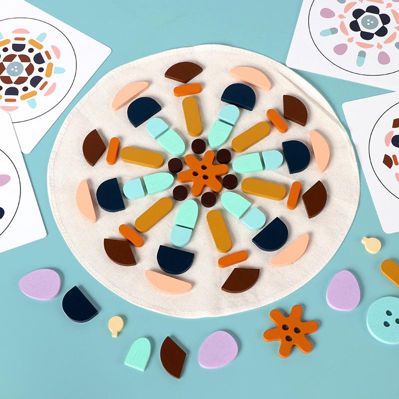 

New Hot Sale Children s Puzzle Geometry Puzzle Game Wooden building block combination toy Color Cognitive shape