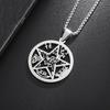 Jewish Four-Letter Hebrew Witchcraft Five-Pointed Star Stainless Steel Pendant Necklace Religious Amulet Jewelry for Men