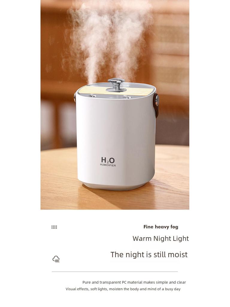Portable Silent Humidifier: Dual Spray, High Mist Output for Home and Office