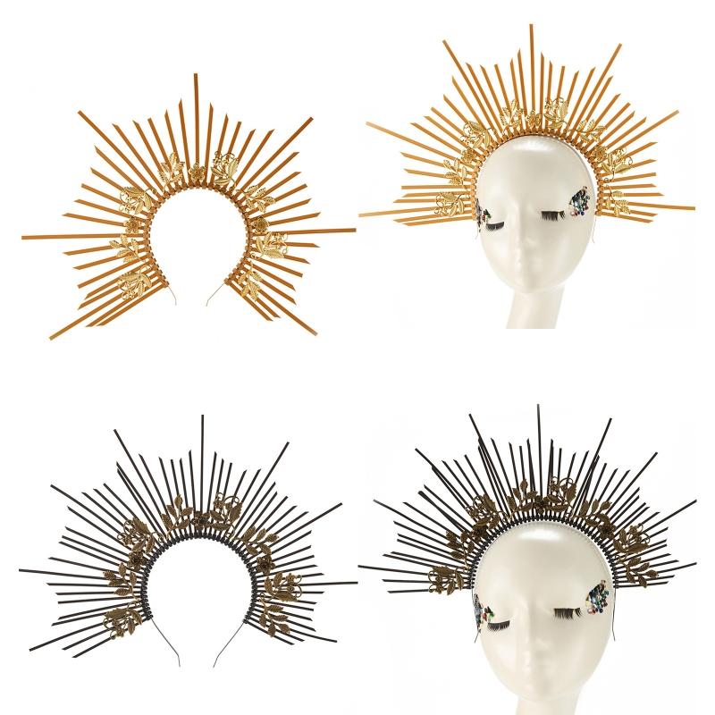 Vintage Goddess Headpiece Hairband Halo Crown Hair Hoop Headwear Halloween Girls Hair Accessories for Carnival Cosplay