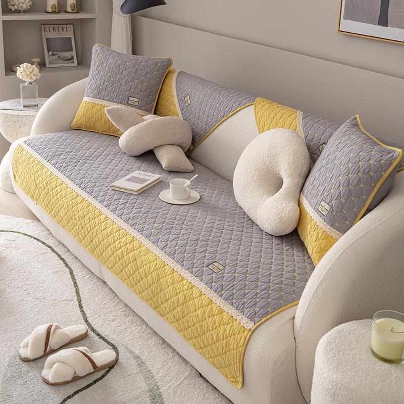 Sofa Cushion Four Seasons Universal Pure Cotton Cushion Simple Modern Nordic Cotton Non-Slip Sofa Towel Cover Cloth Cushion Summer