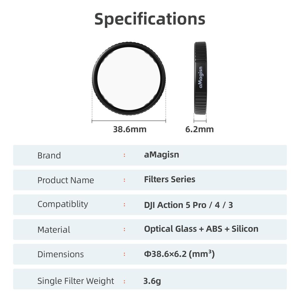Sada filtrů UV CPL ND8 ND16 ND32 ND64 s hliníkovým rámem pro DJI OSMO Action 5pro 4 3 UV CPL ND Filtry Příslušenství pro akční kamery