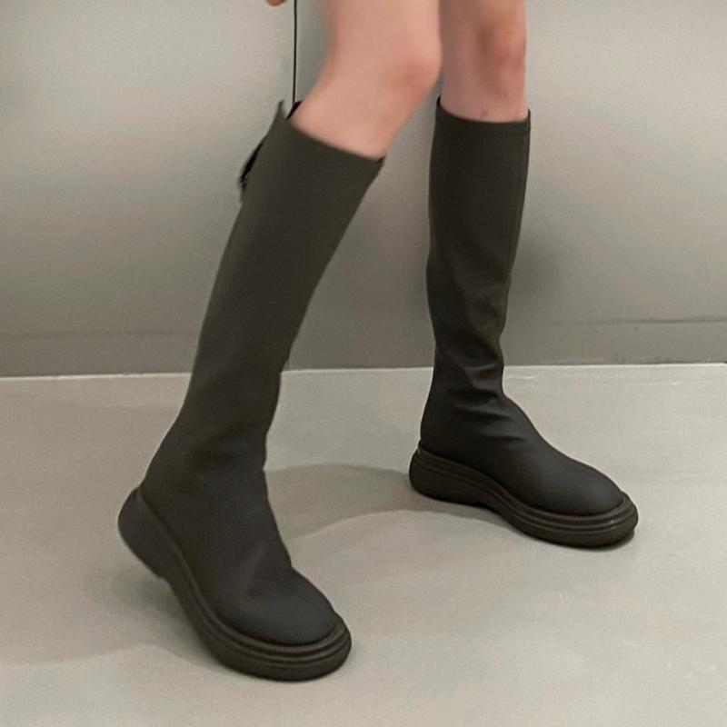 Fashion Flats Women Knee High Boots Designer Cozy Winter Shoes Fashion Dress New High Boots Woman 2025 Goth Chelsea Botas Ladies Shoes
