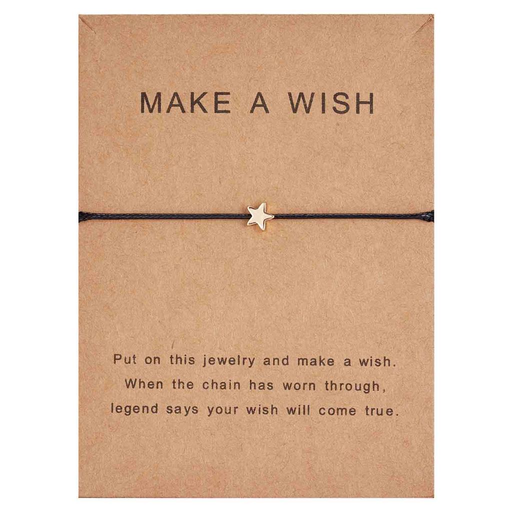 Make a Wish Crown Five-stars Cross Heart Woven Paper Card Bracelet Adjustable Lucky Red String Bracelets Femme Jewelry
