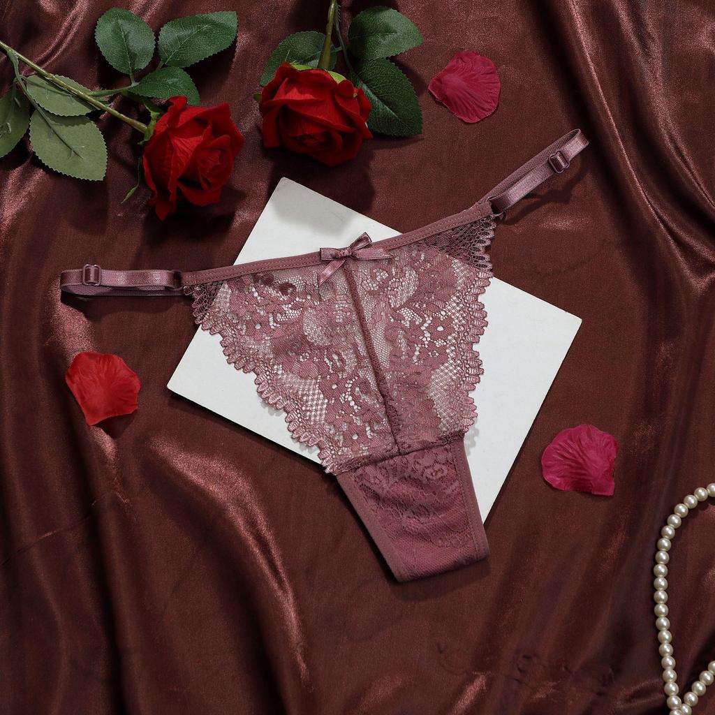 Women's Ultra-Thin Adjustable Lace Thong - Sexy Seamless Low-Waist Briefs