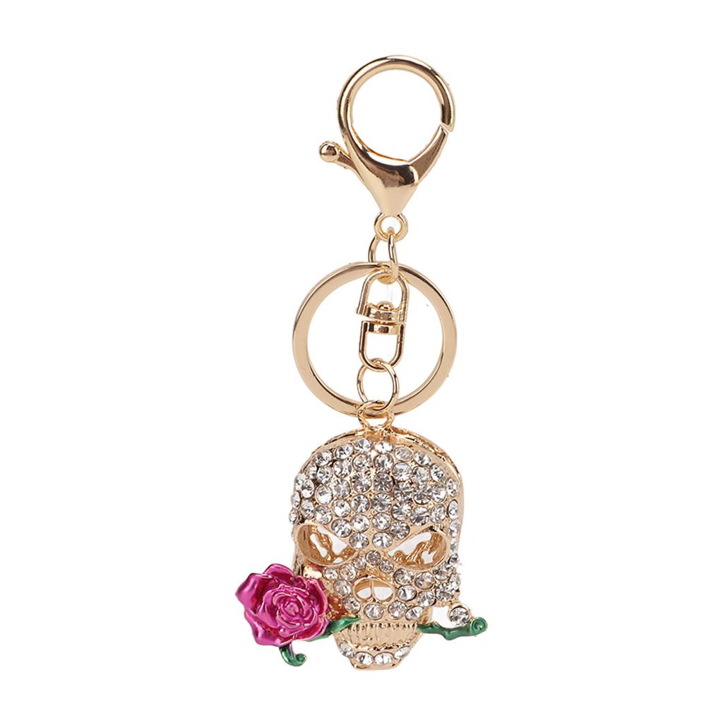 Skull Keychain Death   Flower Skull Car Keychain with Key Rings Hook Cool Keychain for Car Pendant Handbag Decor