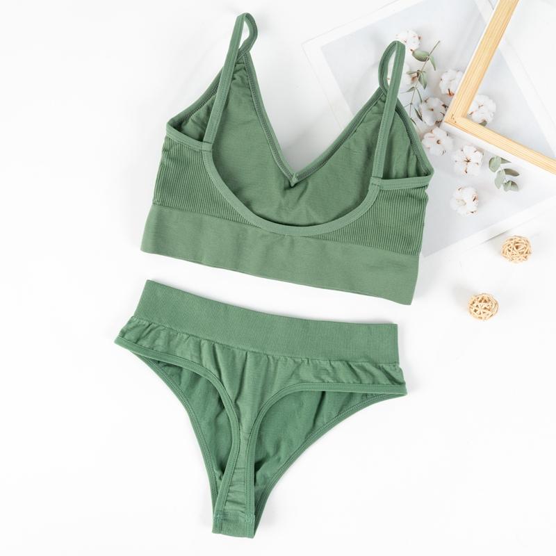 Buy Fashion Cotton Women Sexy Lingerie Set Solid Color Fashion Crop Top