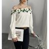 Spring New Shirt Women's Heavy Industry Mesh Splicing Satin Embroidered Top