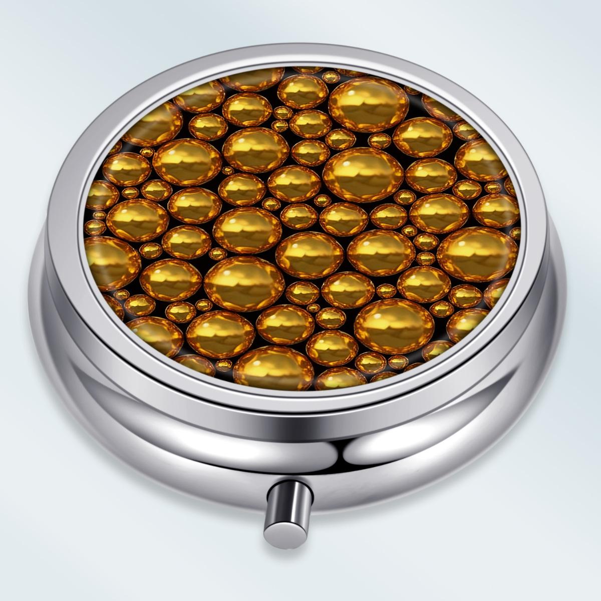 

Portable Pill Box with 3 Compartments, Mini Metal Medicine Organizer Case, Cute Printed Pill Container for Vitamins, Pills, Jewelry, Travel, Daily Use різнокольоровий