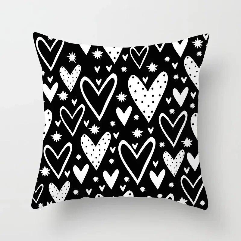 45x45cm Simple Fashion Black and White Geometric Stripe Printed Pillowcase Polyester Sofa Seat Cushion Cover Modern Home Decor