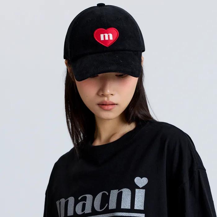 CORDUROY HEART DEEP BALL CAP BLACK