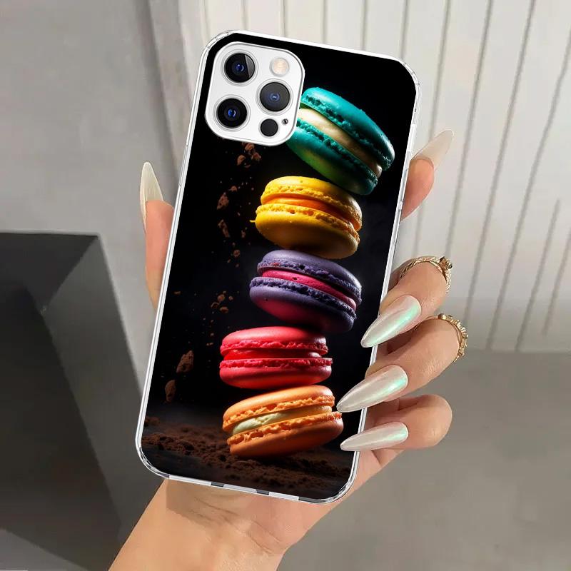 Macaron Ice Cream Cake Doughnut Phone Case for Iphone 17 Air 16 15 Plus 14 13 Mini 12 11 Pro Max 16E 7 8 SE 2020 Soft Funda Prin