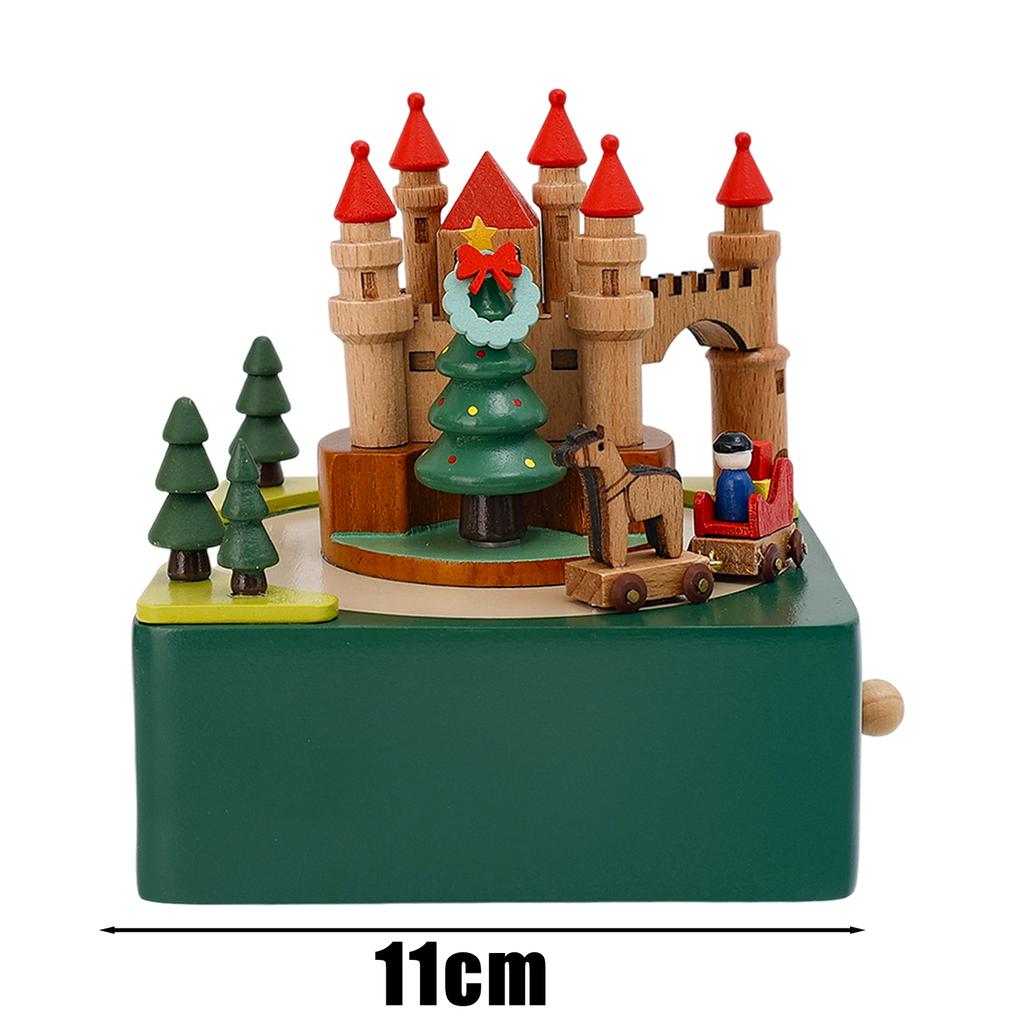 Christmas Music Box Beech Wood Healthy Musical Gift for Kids Adults Birthday Present Ornament Fine Workmanship Elegant Melody