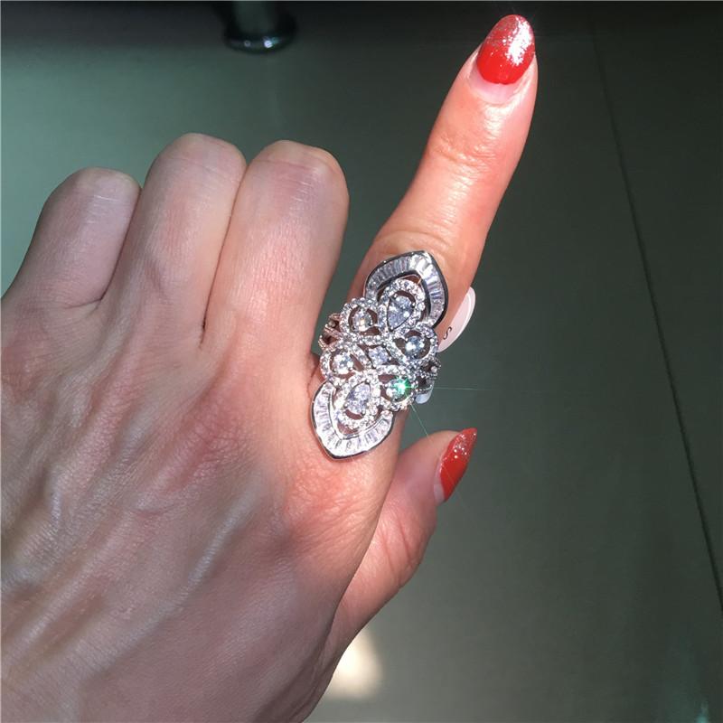 

Королевское кольцо принцессы серебряного цвета 5a с цирконием и цирконием, обручальное кольцо для женщин, роскошные свадебные украшения на палец, подарок 9