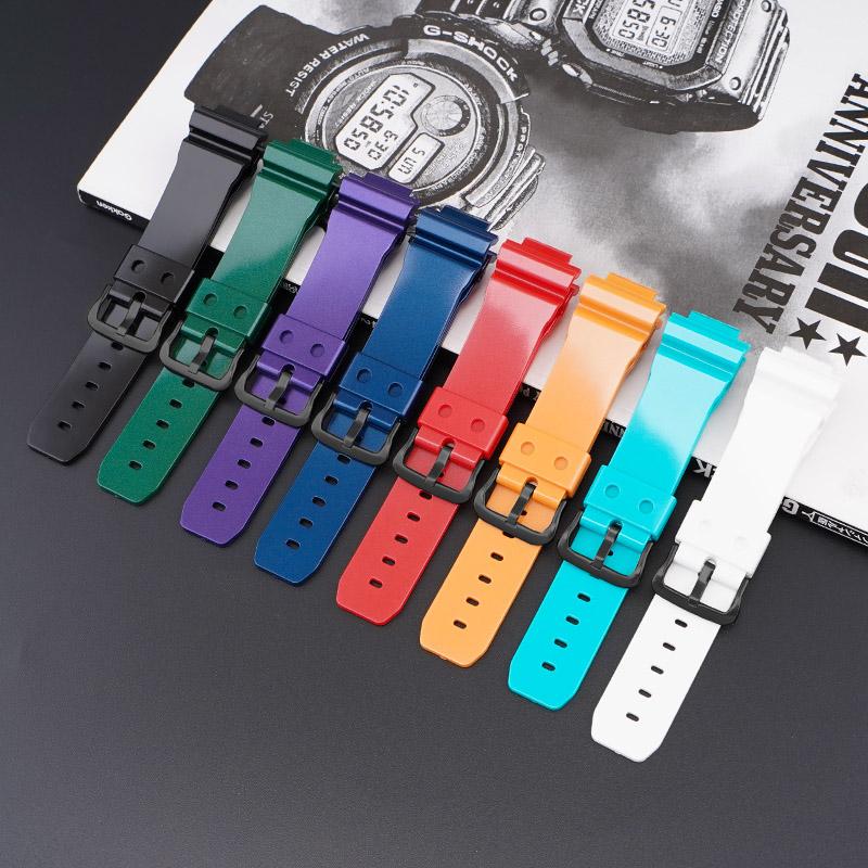 Pryžový sportovní řemínek pro Casio G-SHOCK DW-5600 GA-2100 GW-M5610 DW-6900 16mm Perleťový TPU Muži Ženy Náhradní náramek Řemínek na hodinky