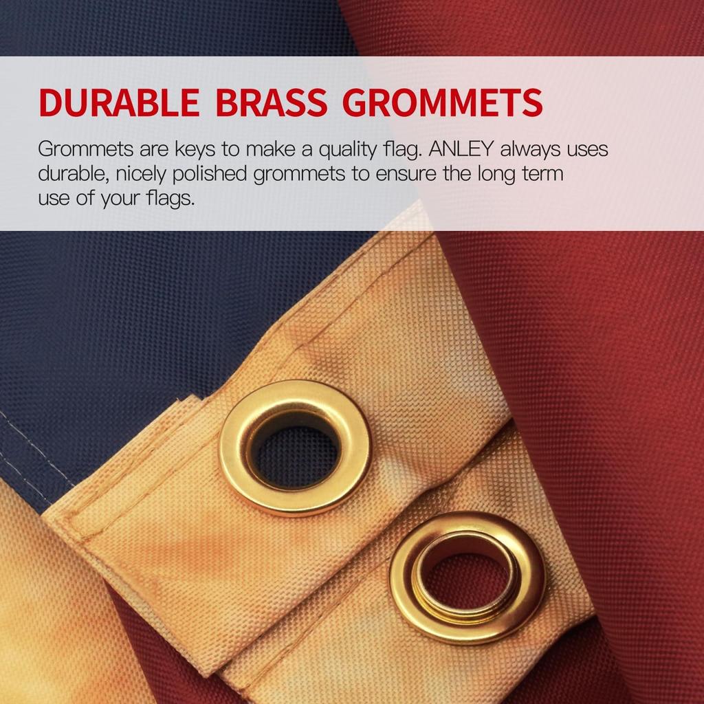 ANLEY Vintage Style US National Pleated Fan Flag, 3x6 Ft American Bunting Flags Patriotic Stars & Stripes - Sharp Color Fade Resistant Canvas Header
