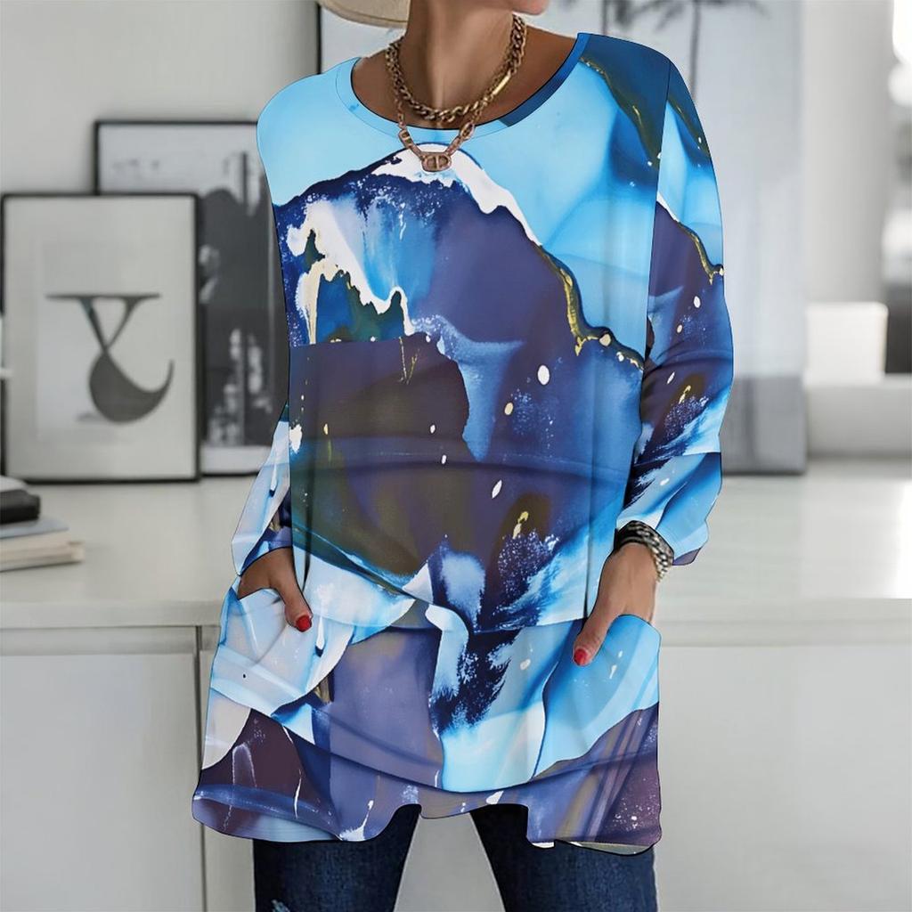 Plus Size Women Crew Neck Long Sleeve Tee Soft Baggy Tops For Housework And Casual Outdoor Activities
