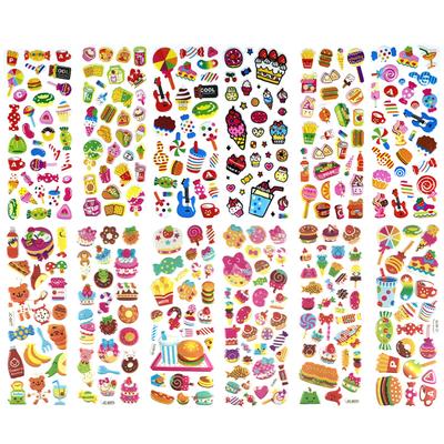 12 arkuszy/opakowanie Naklejki z wzorami ciasta, lodów, cukierków, jedzenia dla dzieci Zabawka Kreskówka Naklejki 3D Scrapbooking dla dzieci Zabawki DIY