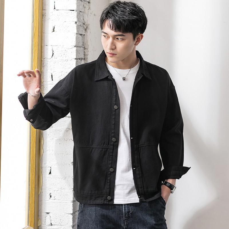 Men's Autumn Denim Jacket - Korean Style Trendy Workwear Streetwear, Casual Loose Fit for Autumn and Spring.