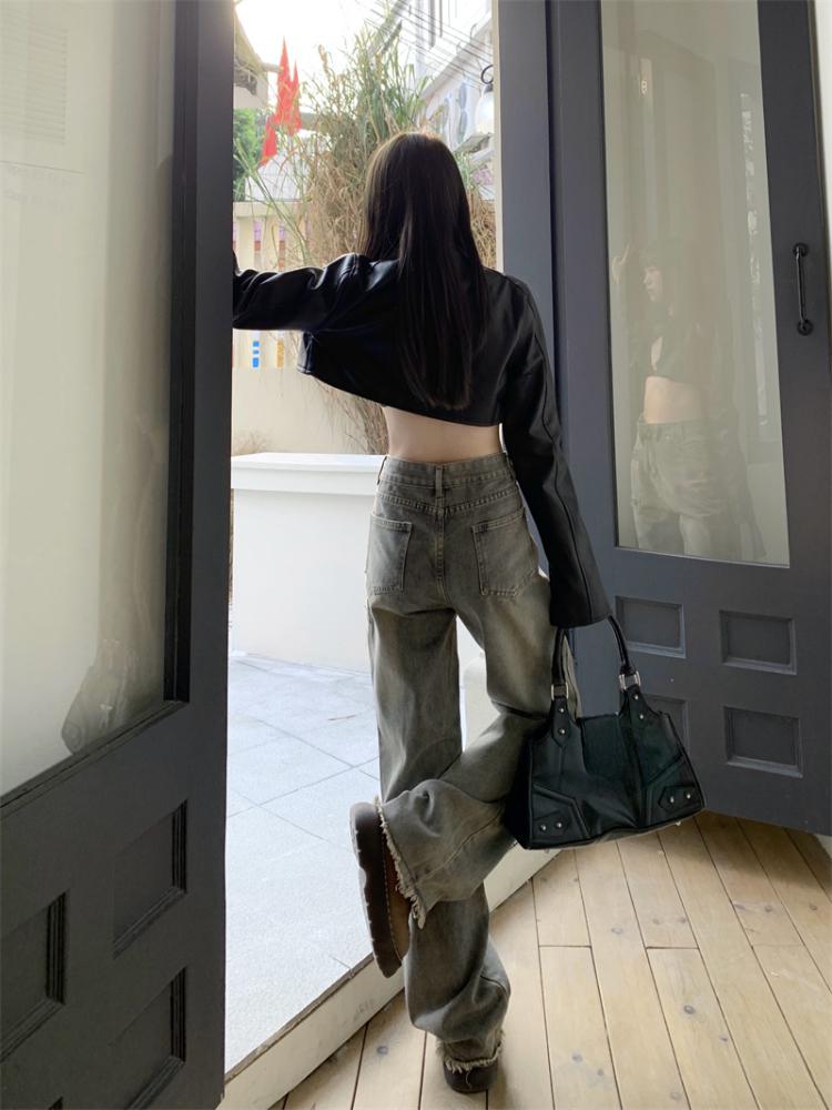 American 2000s Vintage Cargo Jeans Women High Waist Vintage Y2k Harajuku Denim Trousers Female Retro Fashion 90s Casual Wide Pants