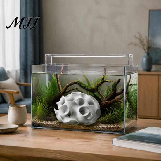 Aquarium Shrimp Shelter 3D Print Hideout, Sphere Hollow Fish Breeding Cave, PLA House Tank Ornament for Shrimp, Small Fish, Aquascaping Layouts