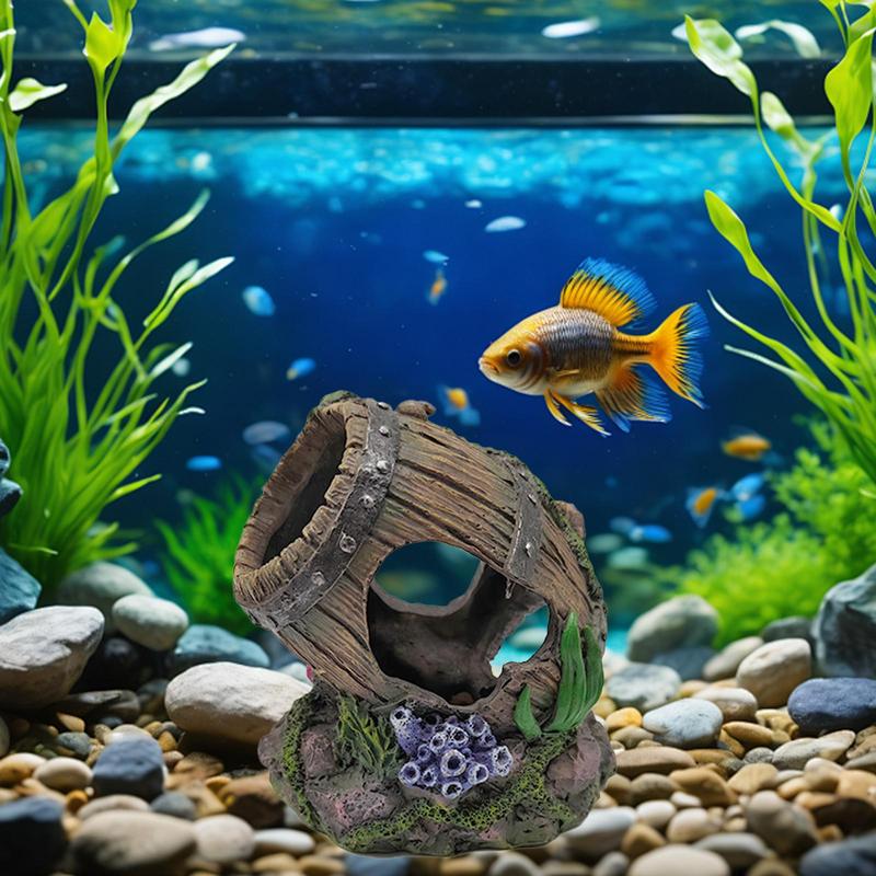 Fish Tank House Shrimp Cave Aquarium Hide Resin Fish Tank Cave Aquarium Cave Wine Barrel Shrimp Hide Fish Hide Landscape Fish