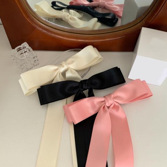 Smooth Satin Hair Ribbon Lace-up Bows Large Ponytail Holder Silky Bow Ponytails Hairpin Hair